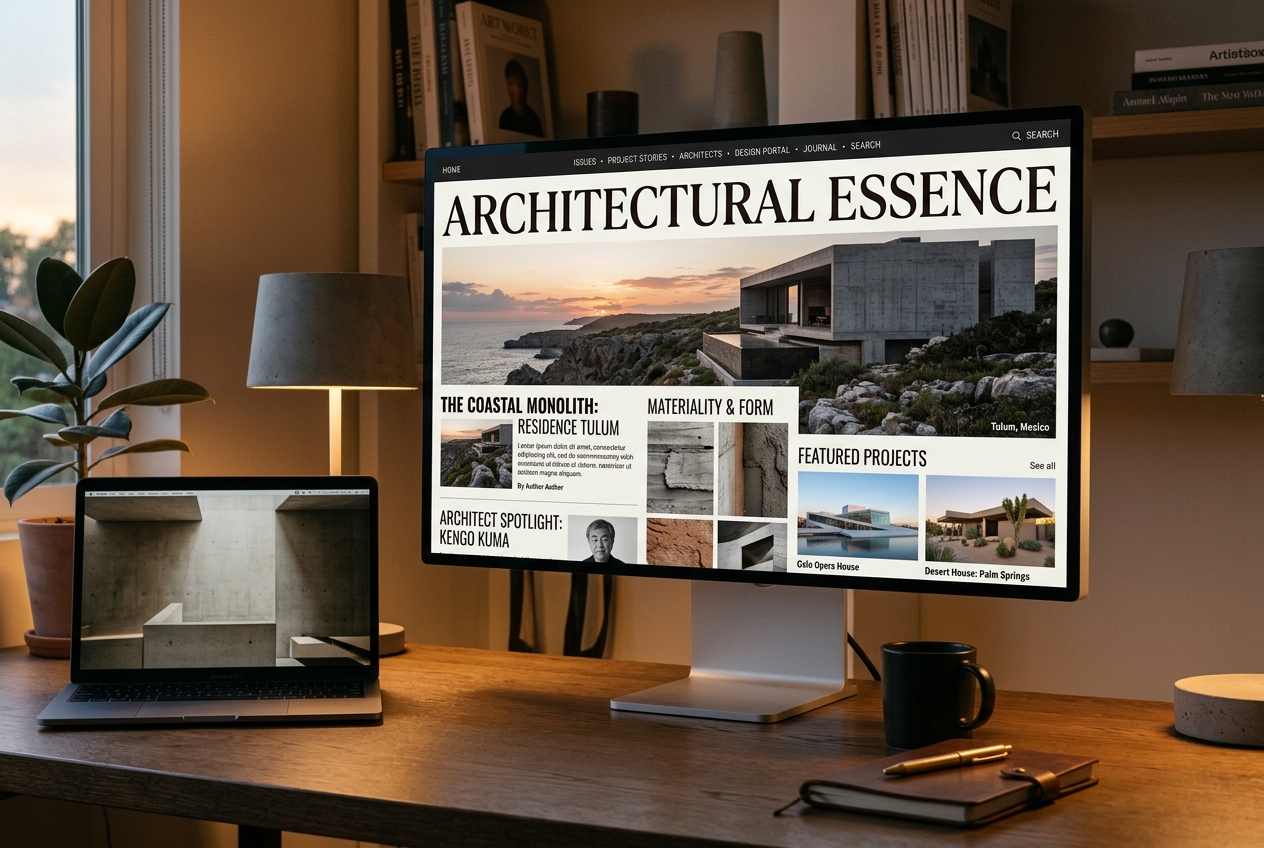 Architectural Essence - WordPress & Custom Portal Mockup