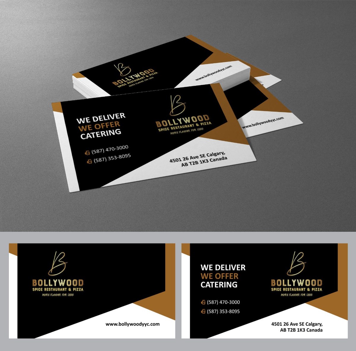 Bollywood Spice Restaurant & Pizza - Visiting Card Full Specification