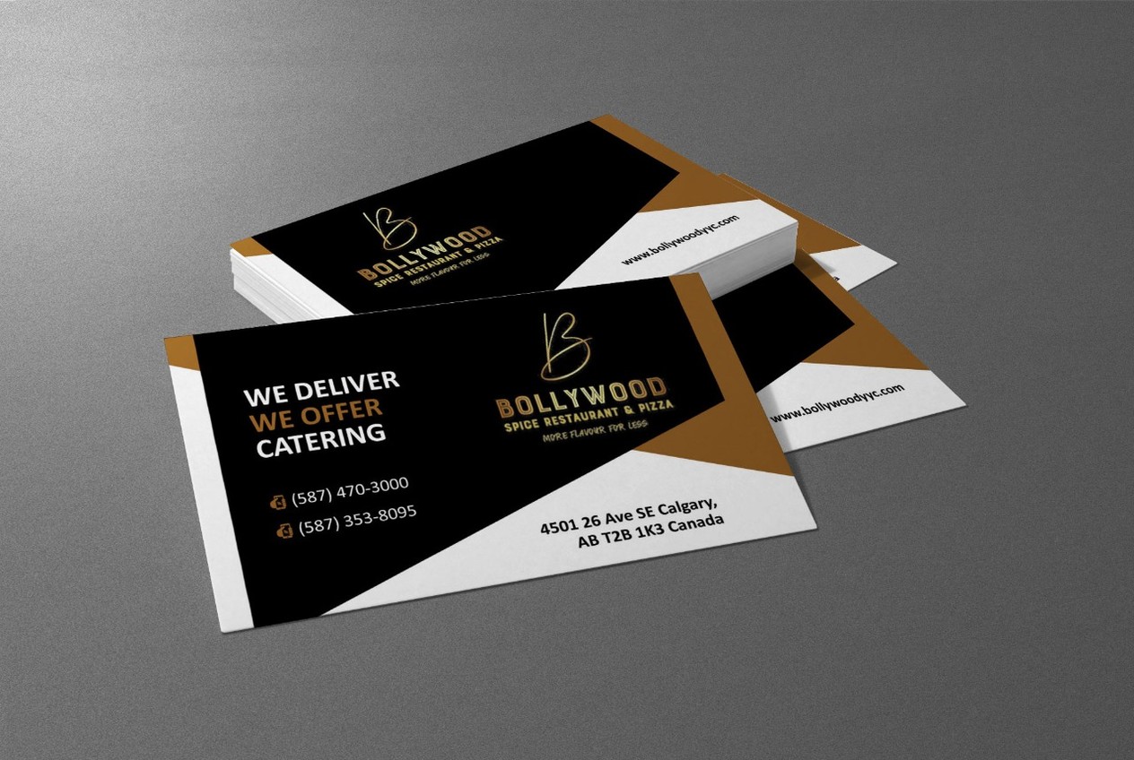 Bollywood Spice Restaurant & Pizza - Restaurant Brand Stationery & Visiting Card