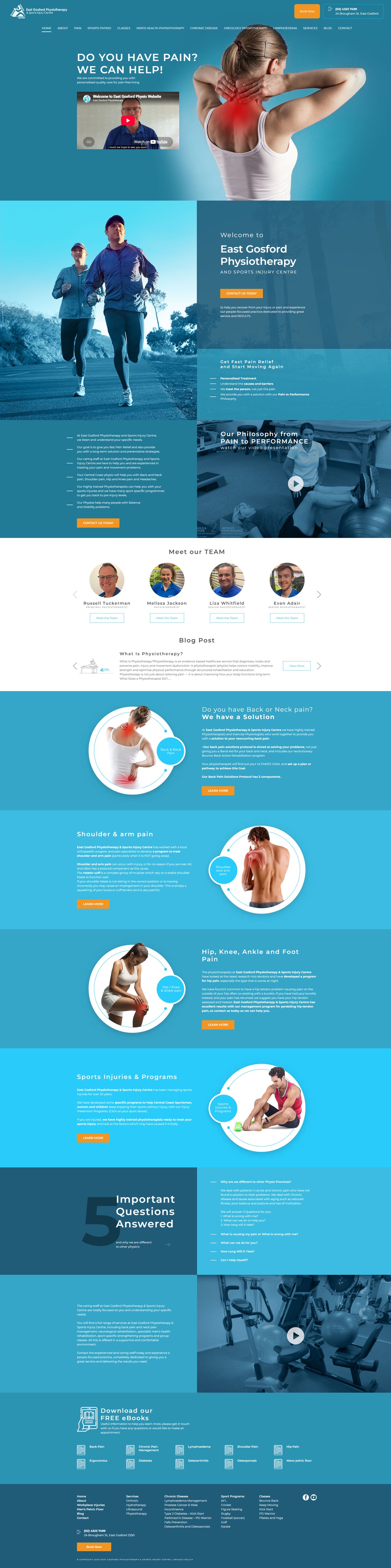 East Gosford Physiotherapy - Live Website Full Preview