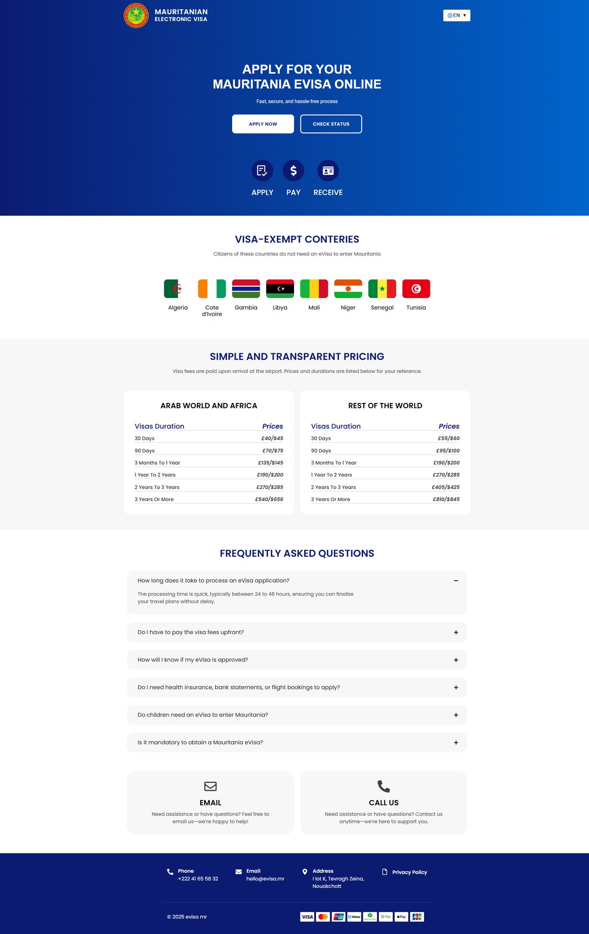 Mauritania eVisa - Live Portal Full Preview