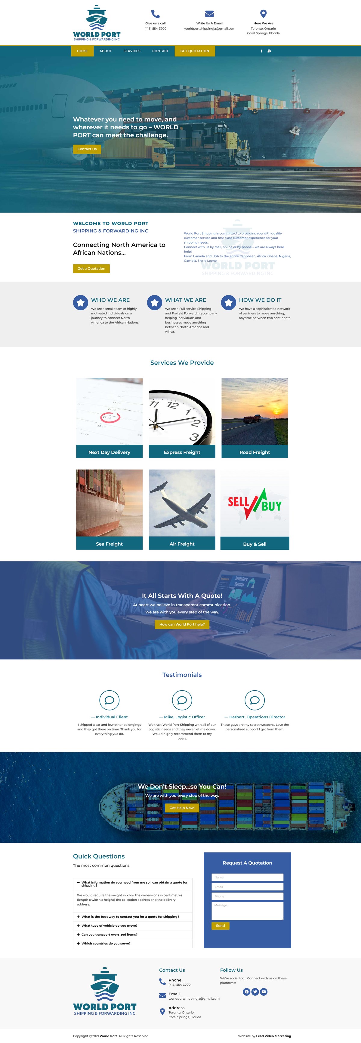 World Port Shipping - Live Website Full Preview